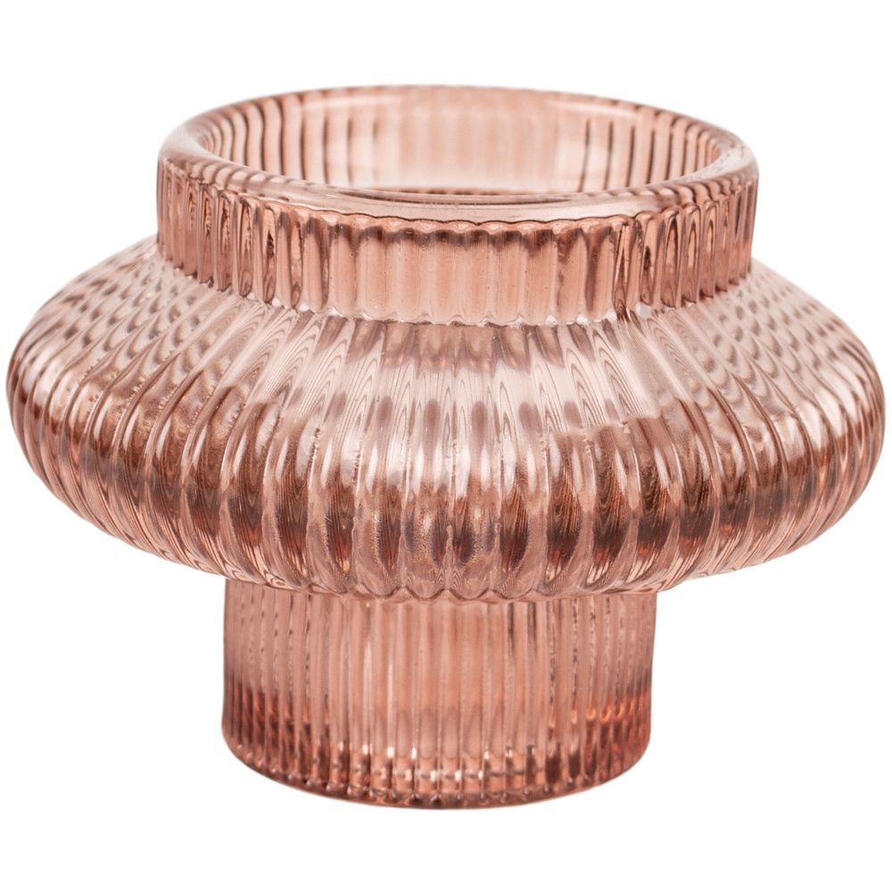 G I Duo Glass Candleholder/Rose