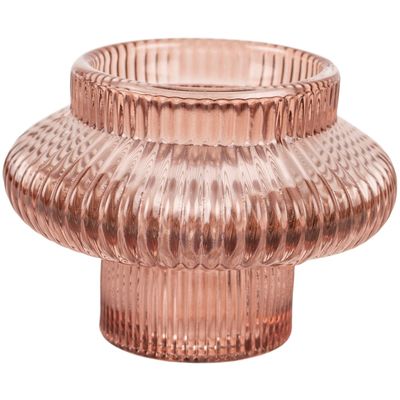 G I Duo Glass Candleholder/Rose
