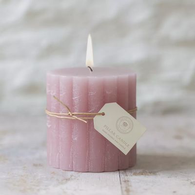 G I Scalloped Pillar Candle/70x75 Pink