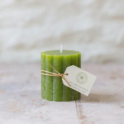 G I Scalloped Pillar Candle/70x75 Fern