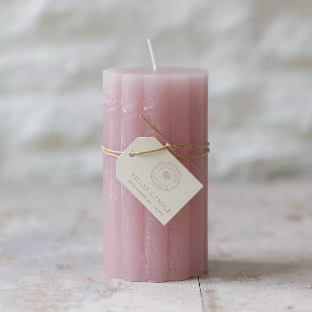 G I Scalloped Pillar Candle/70x130 Pink