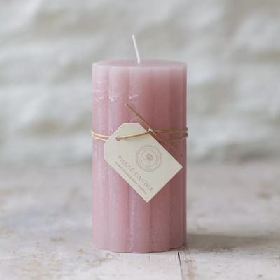 G I Scalloped Pillar Candle/70x130 Pink