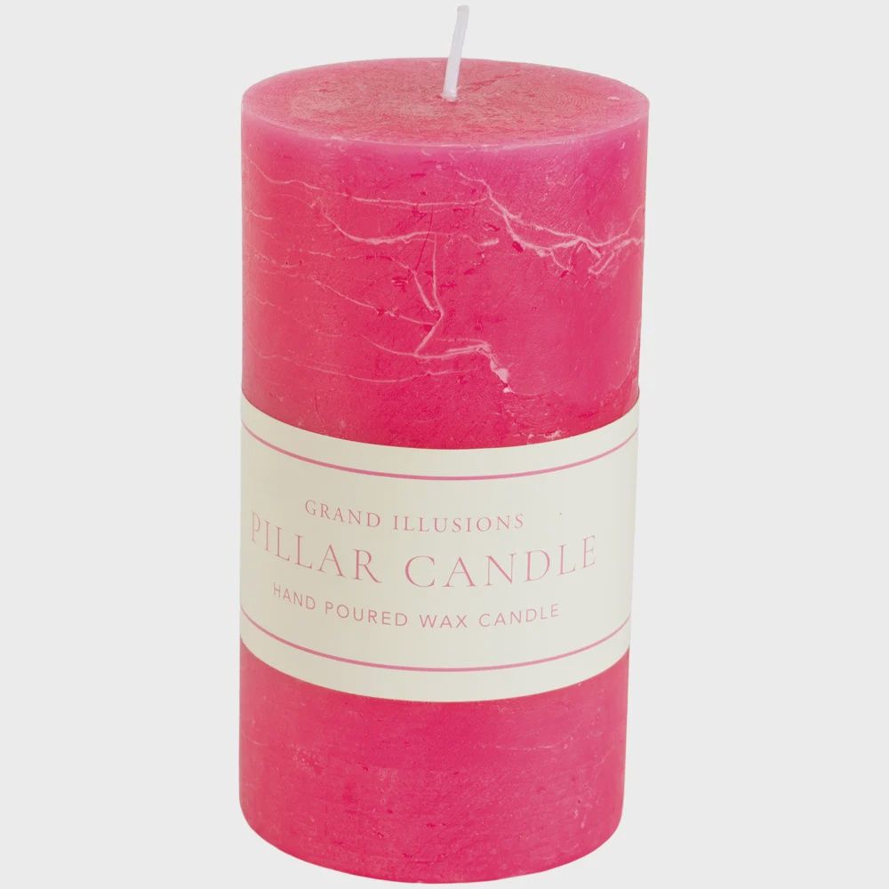 G I Rustic Pillar Candle/70x130 Fuschia