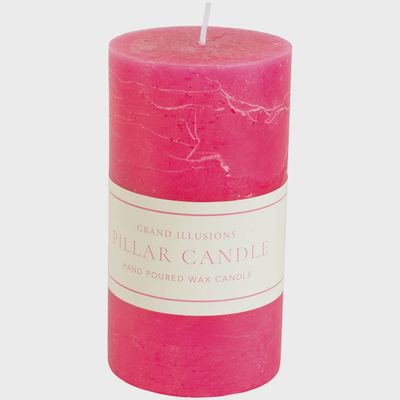G I Rustic Pillar Candle/70x130 Fuschia