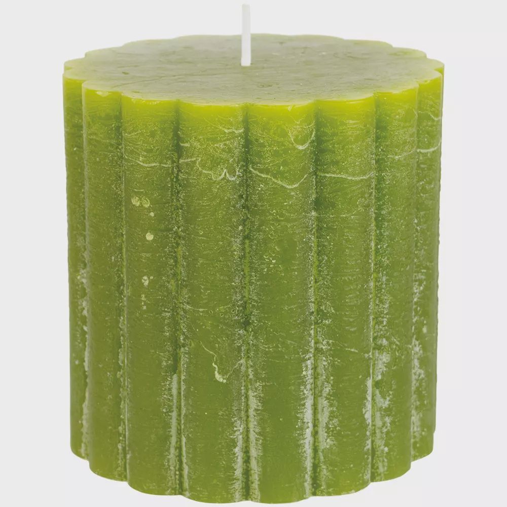 G I Scalloped Pillar Candle/100x100 Fern