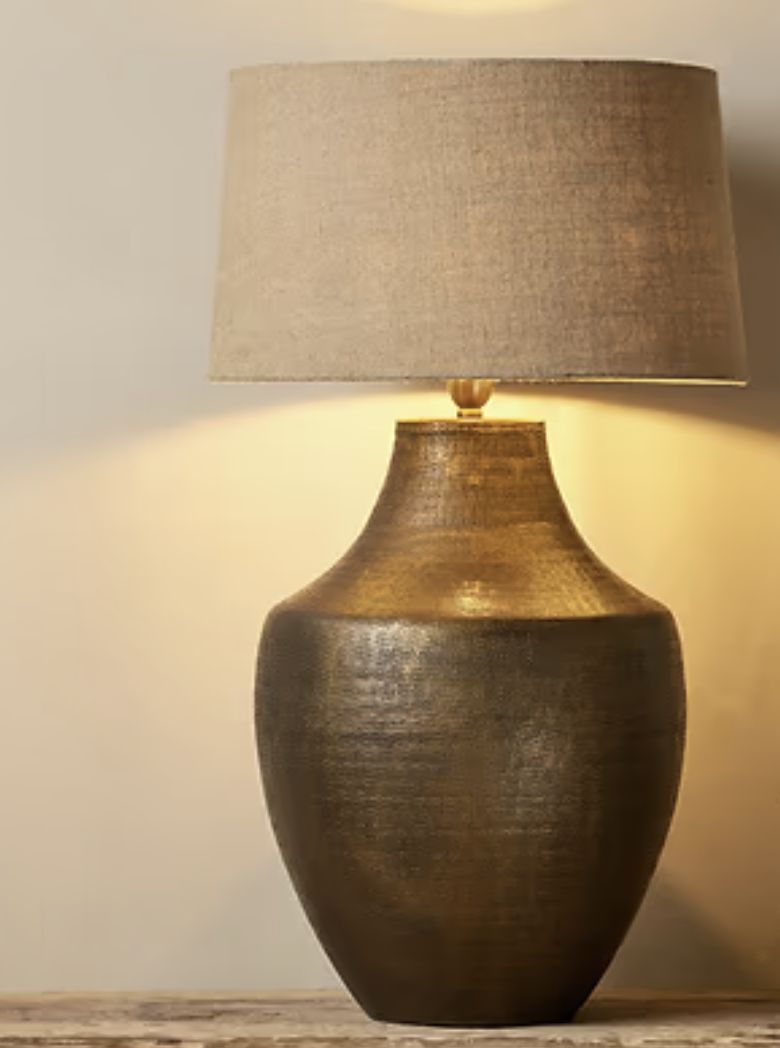 Etched Antique Brass Table Lamp/Extra Large