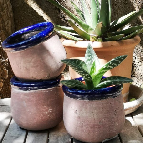 C V Pot Rustico Azul