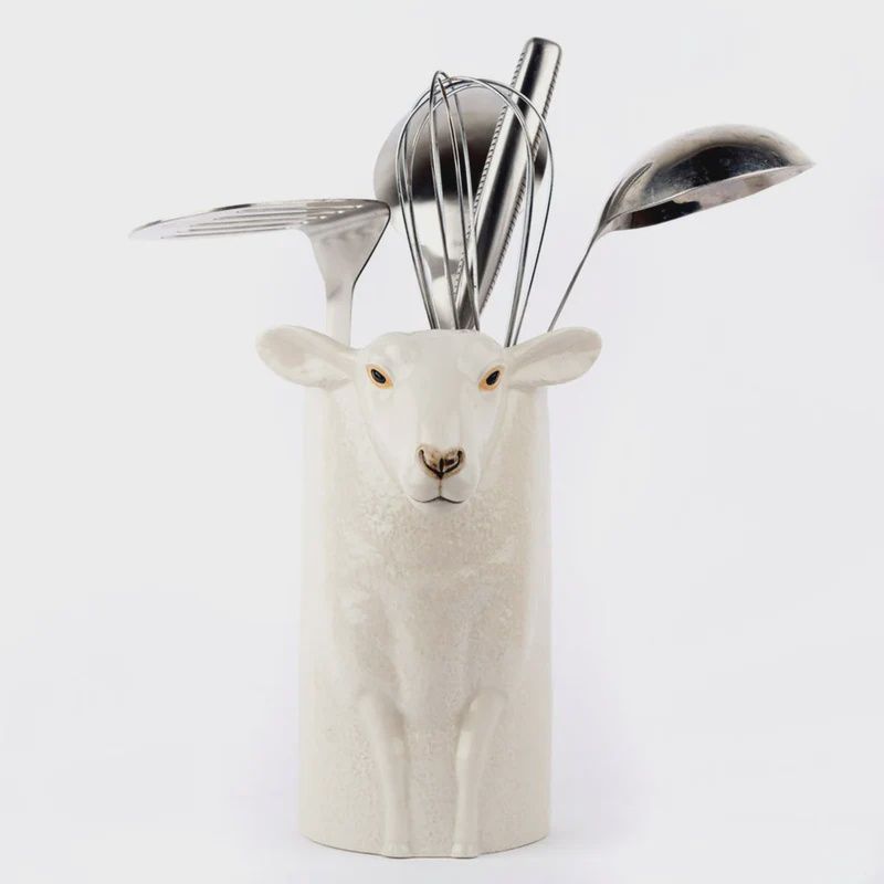 Quail White Faced Suffolk Sheep Utensil Pot