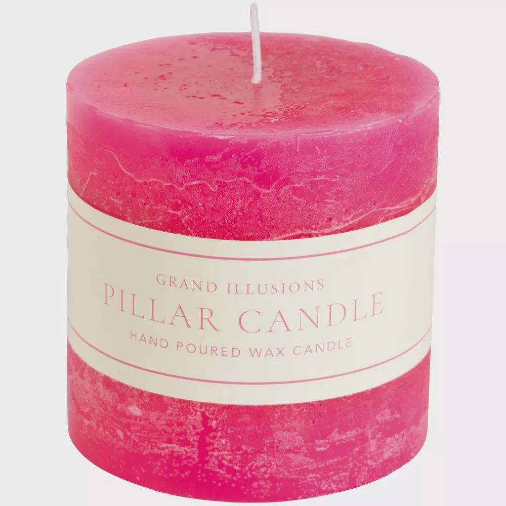 G I Rustic Pillar Candle/100x100 Fuschia