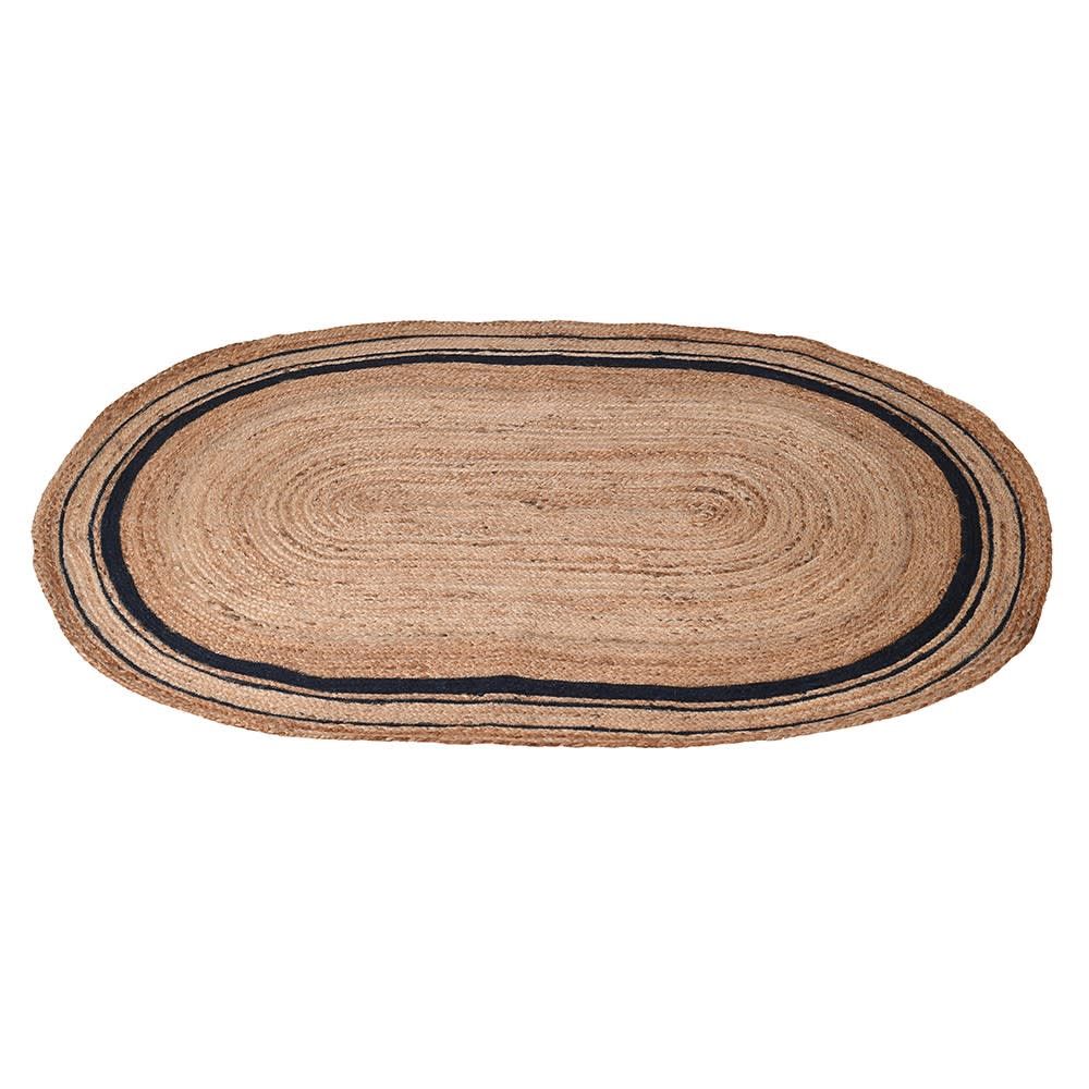Navy Rim Natural Jute Rug