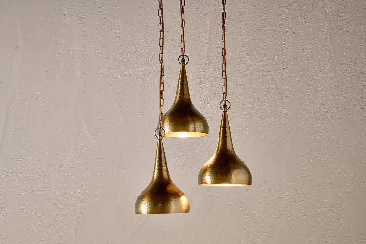 Quinn Statement Hammered Brass Pendant