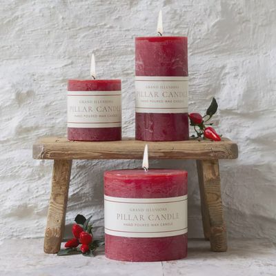 G I Rustic Pillar Candle/Lipstick Red 100x100mm