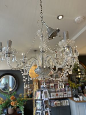 Small Glass 5 Arm Chandelier