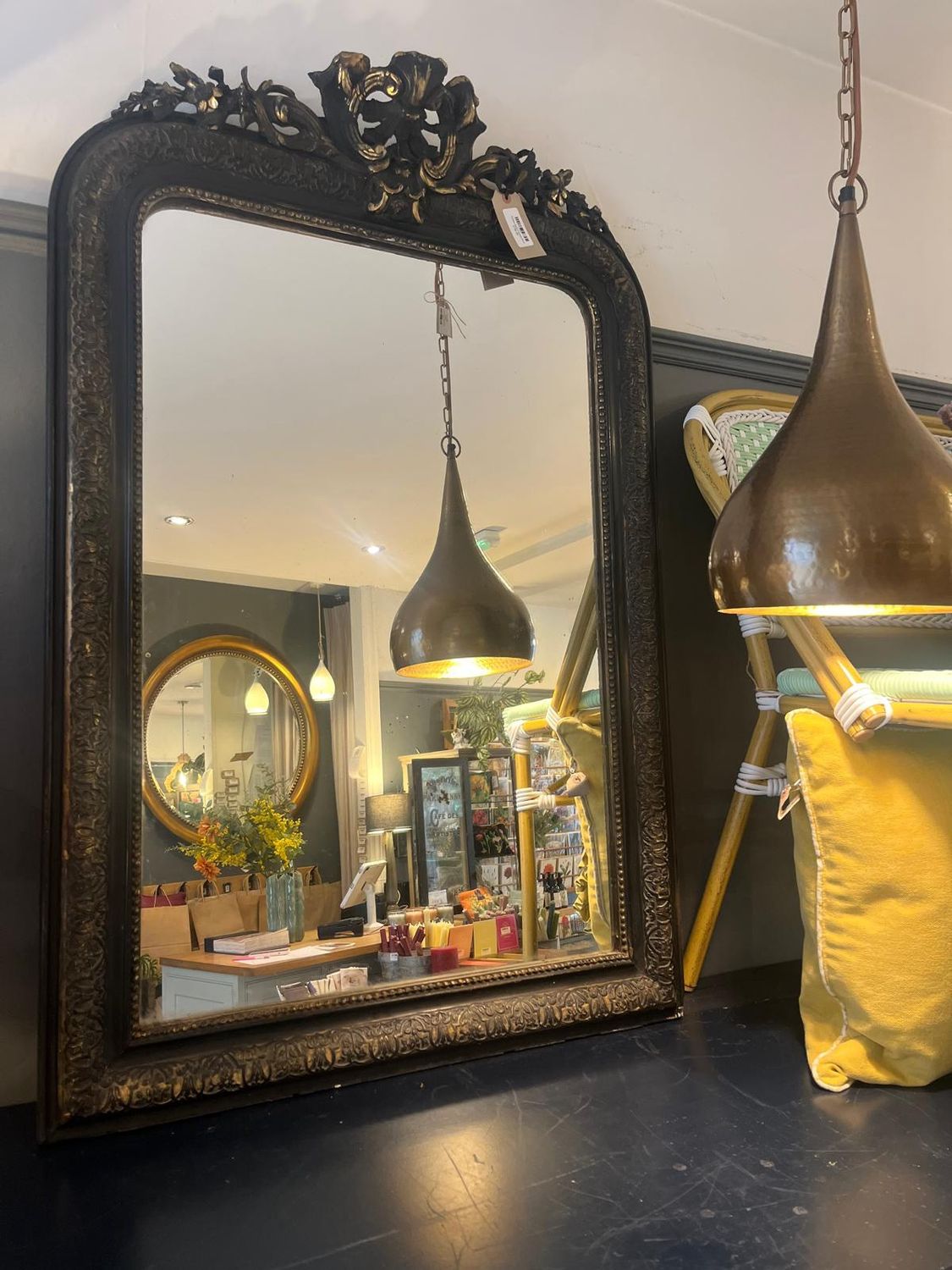 Antique Black Framed Mirror