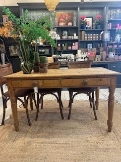 Antique Pine Two Drawer Table
