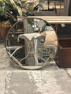 Round Brass Edged Mirror