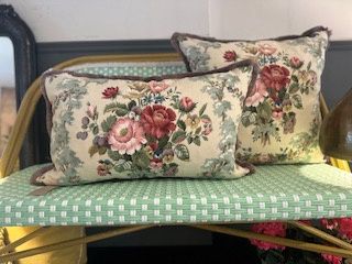 Rectangular Vintage Floral Edged Cushion