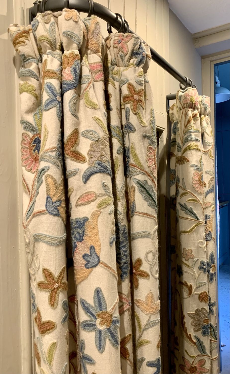 Pre-Loved Crewel Work Curtains