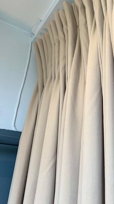 Pre-loved Triple Pinch Pleat Sand/Gold Curtains.Approx L275cmxW274cm
