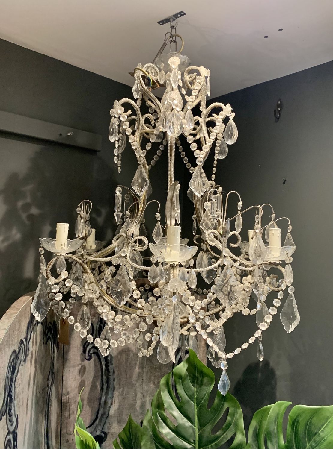 Medium Glass 6 Arm Chandelier