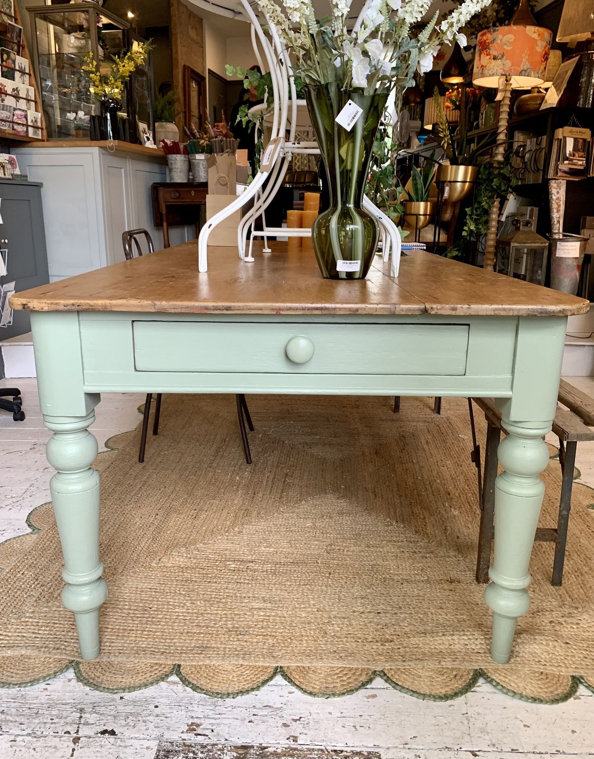 Victorian Pine Painted Two Drawer Table