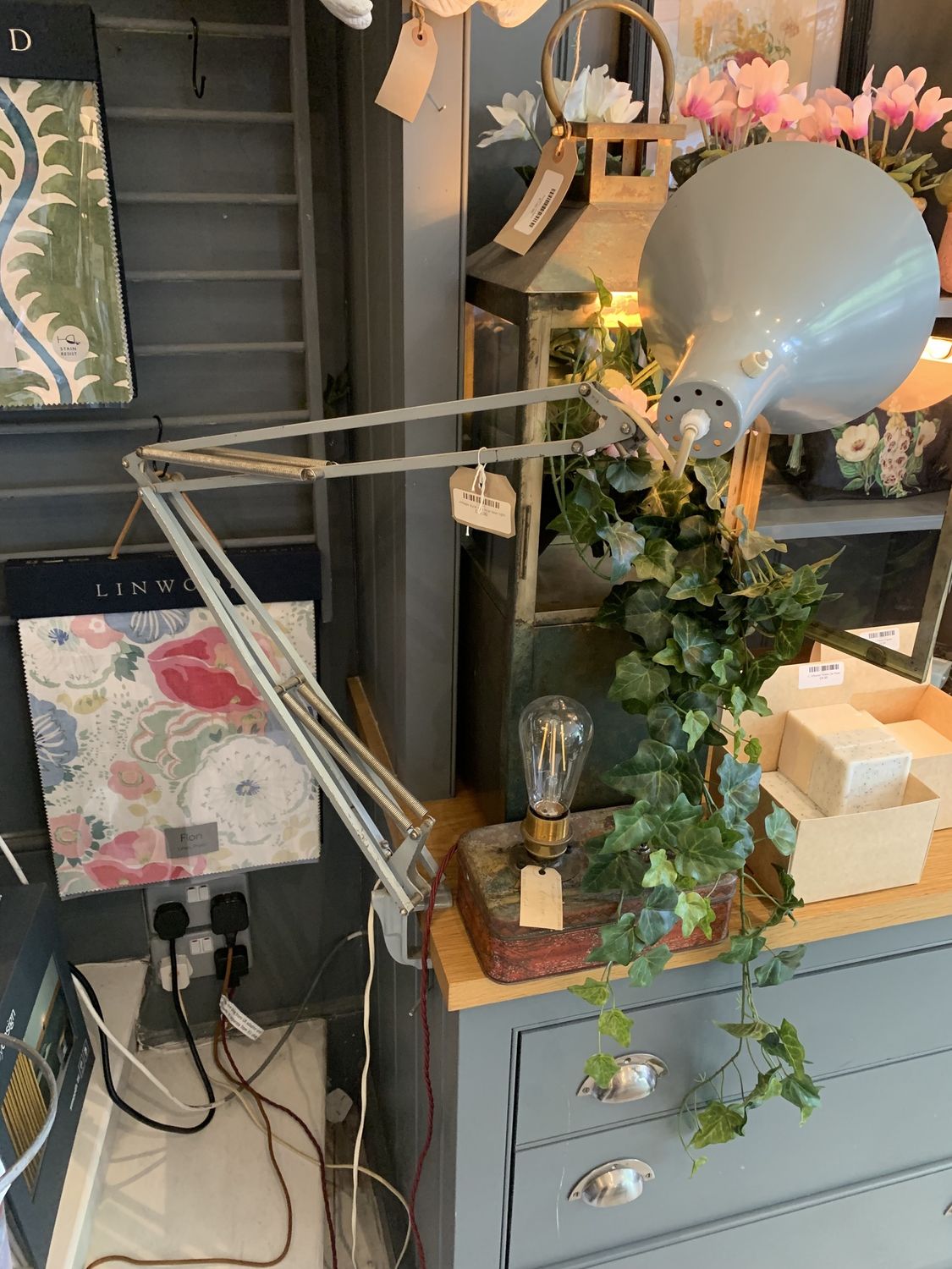 vintage duck egg blue task light