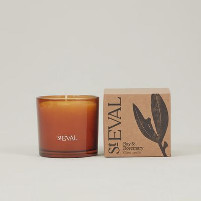 St Eval Bay &amp; Rosemary Amber Glass Candle