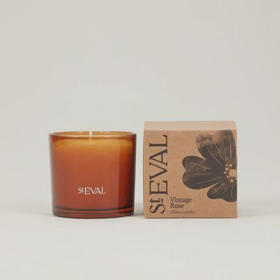 St Eval Vintage Rose Amber Glass Candle