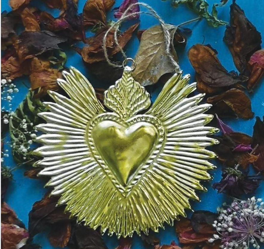 Heart w/Wings Mexicana Antique gold