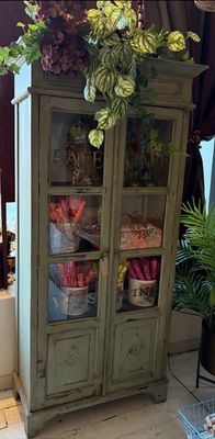 Antique Green Painted Cupboard