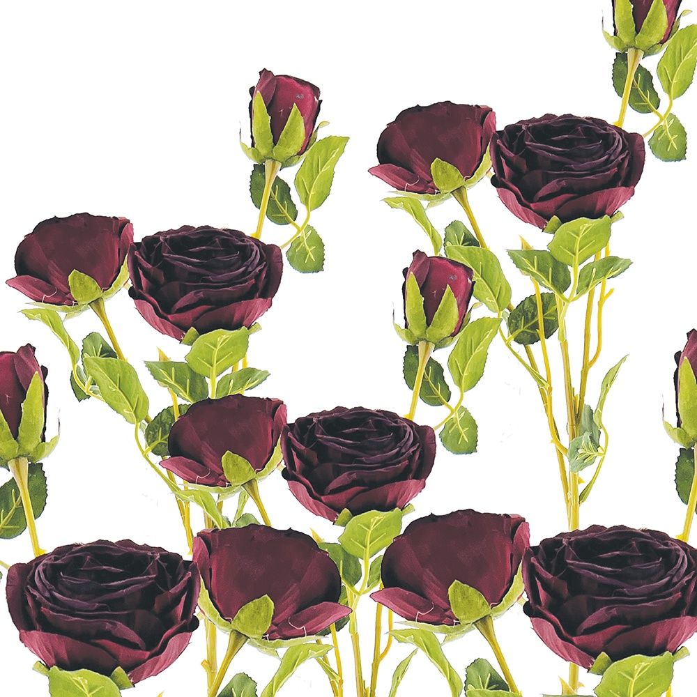 CV/Rose Spray Dark Red 61cm