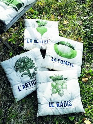 CV Seat Cushion/Legumes Astd. 40x40cm