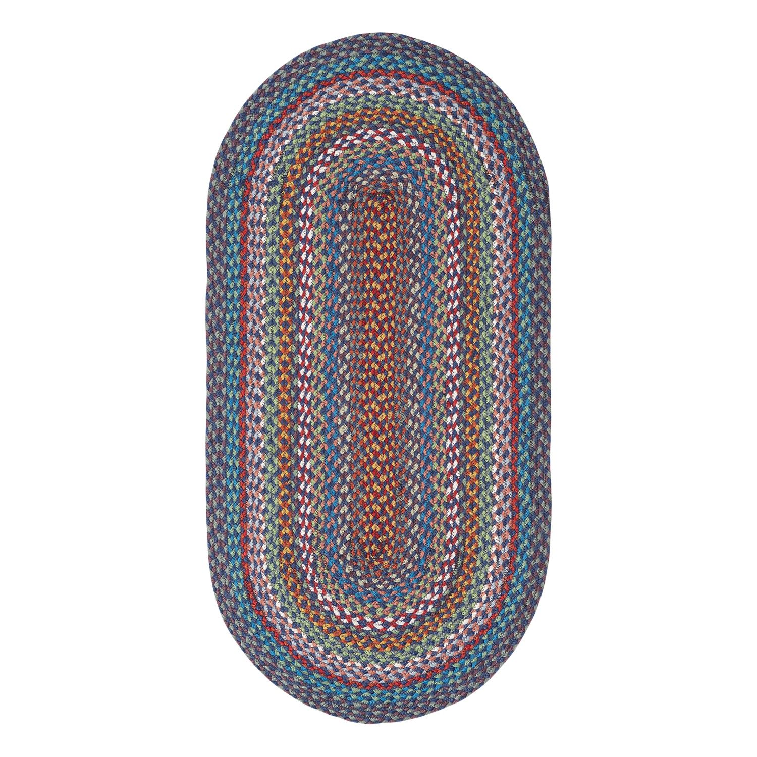 Carnival Blue Oval Jute Rug 69 x 122cm