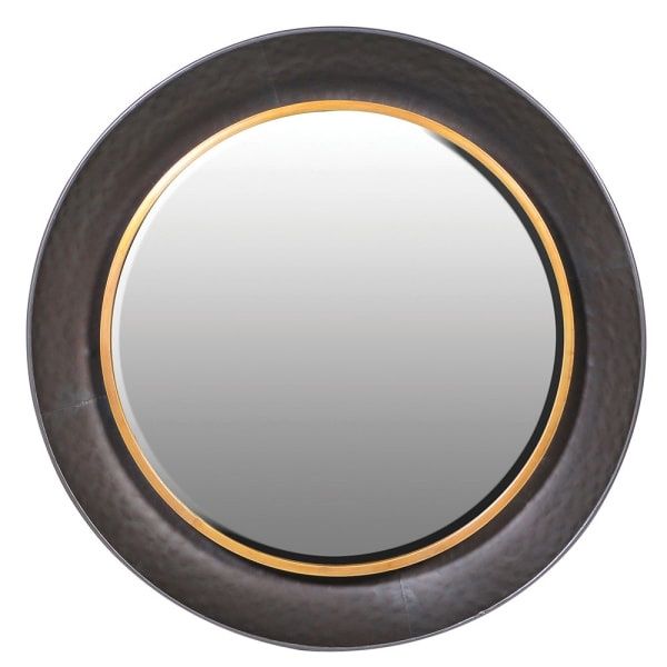 Round Black &amp; Gold Mirror