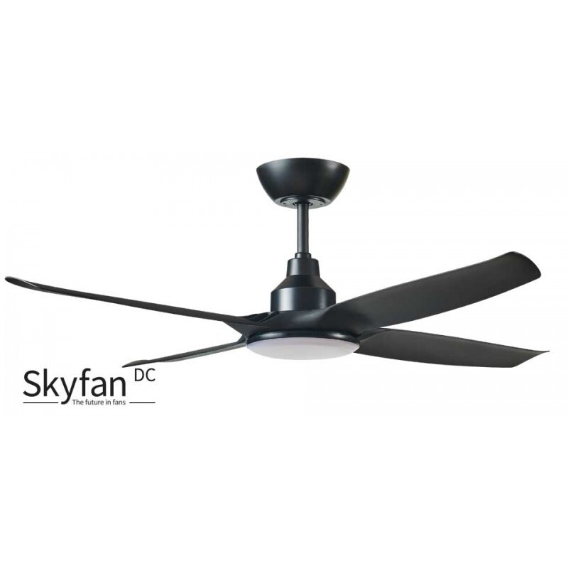 Skyfan 4 Blade DC Ceiling Fan with 20W CCT LED Light, Size: 48&quot; (120cm), Colour: Black