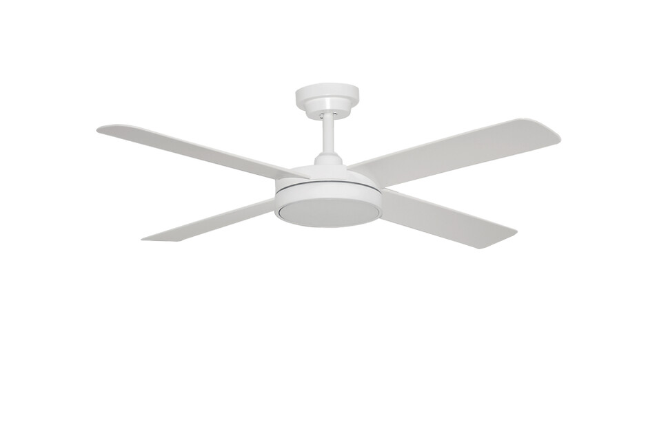 Pinnacle V2 DC Ceiling Fan with 18W CCT LED Light - 52&quot;, Colour: Matt White