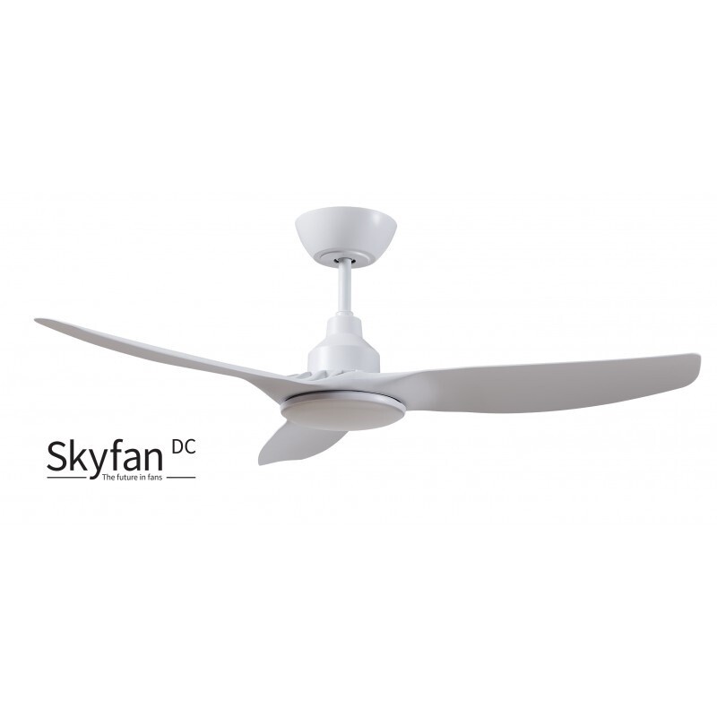 Skyfan 3 Blade DC Ceiling Fan with 20W Tri CCT LED Light, Size: 48&quot; (120cm), Colour: White