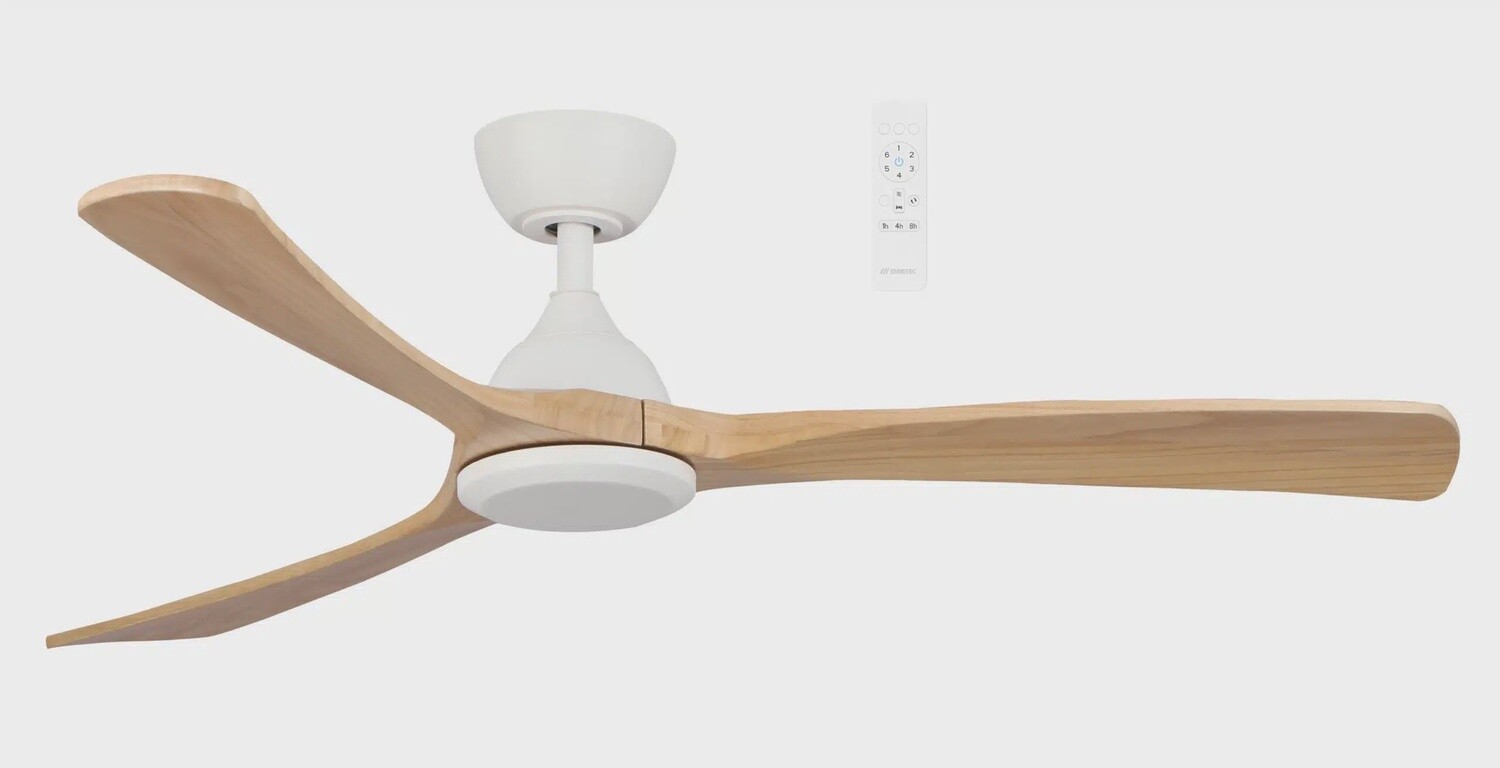 Norfolk DC Ceiling Fan with Wi-Fi, Size: 48&quot; (122cm), Colour: Matt White/Natural