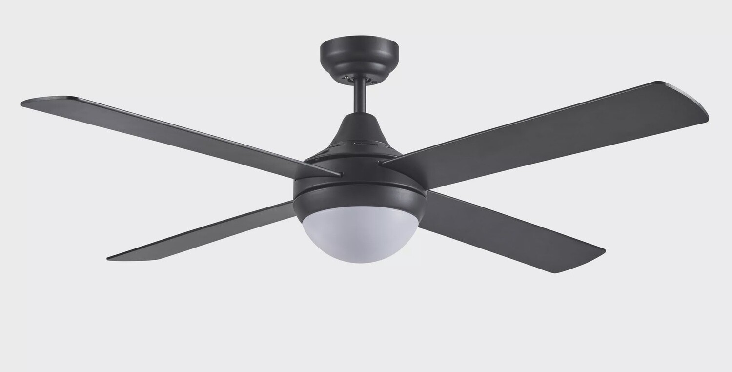 Link AC Ceiling Fan with E27 Light - 48&quot;, Colour: Matt Black