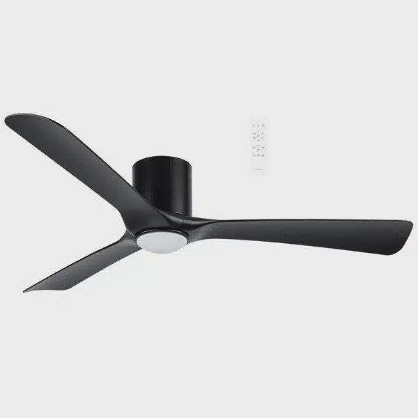 Fresno DC Ceiling Fan with 18W CCT LED Light and Wi-Fi - 52&quot;, Colour: Matt Black