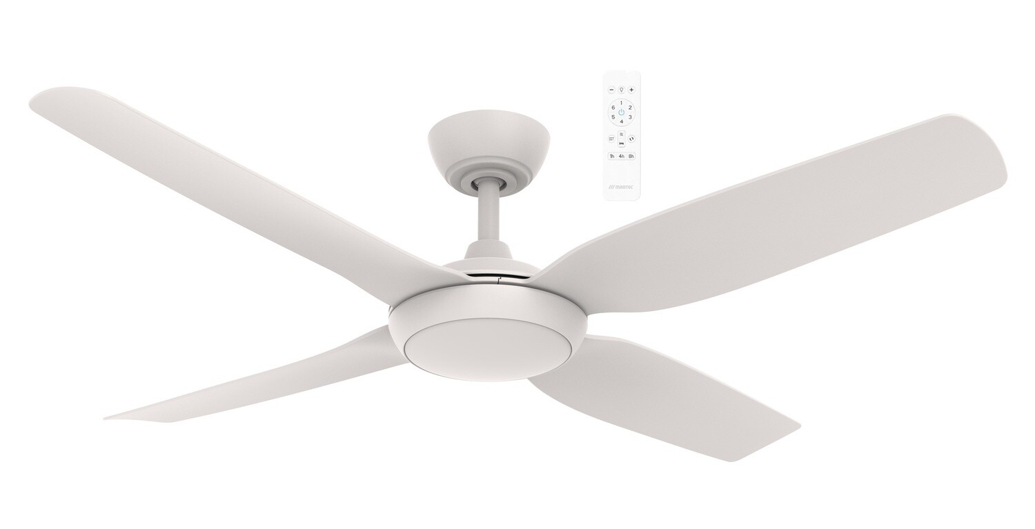 Viper DC 4 Blade Ceiling Fan with 18W CCT LED Light with Wi-Fi - 52&quot;, Colour: Matt White