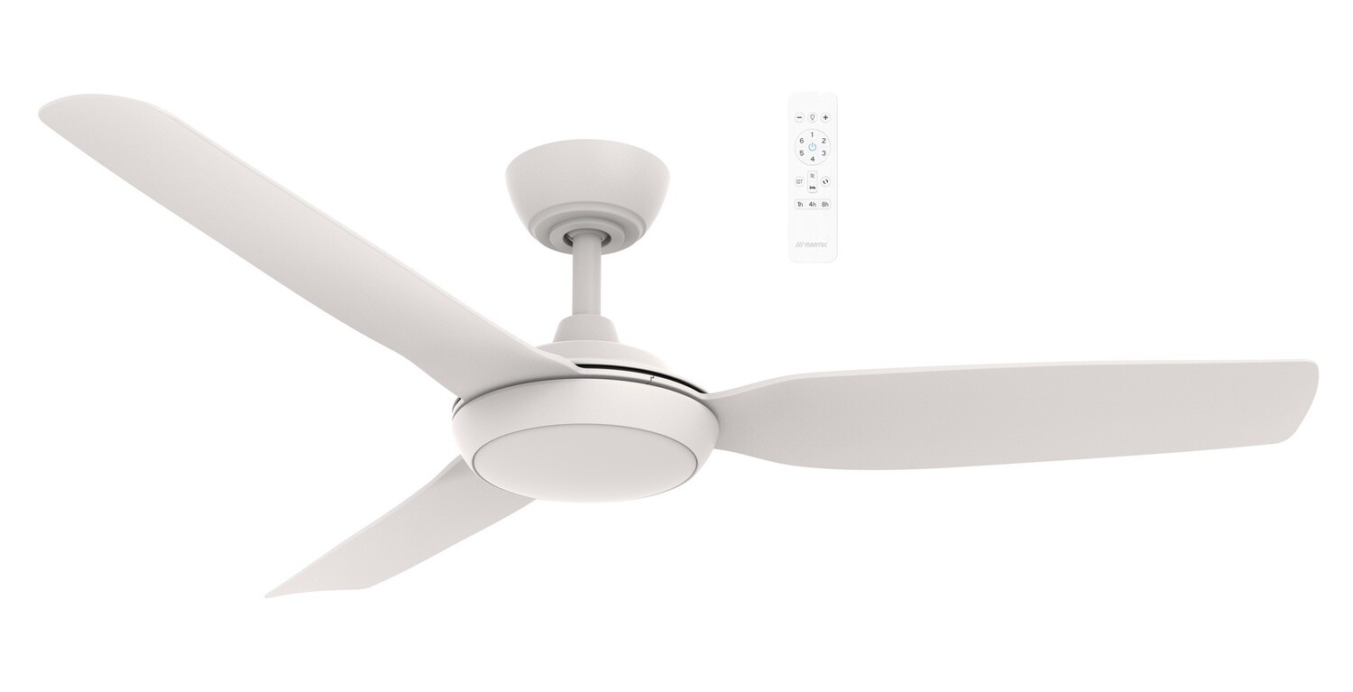 Viper DC 3 Blade Ceiling Fan with 18W CCT LED Light with Wi-Fi - 52&quot;, Colour: Matt White