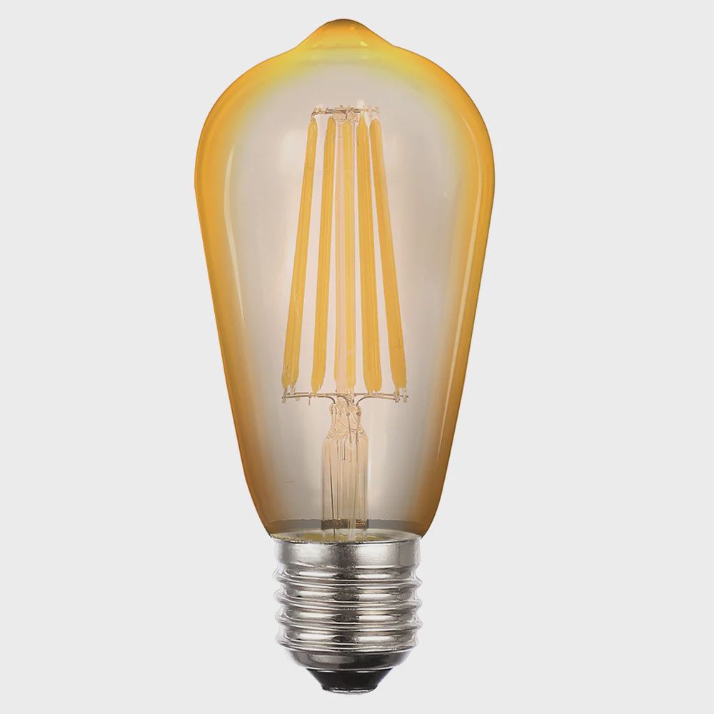 8W Amber LED Filament Globe, Globe: ST64