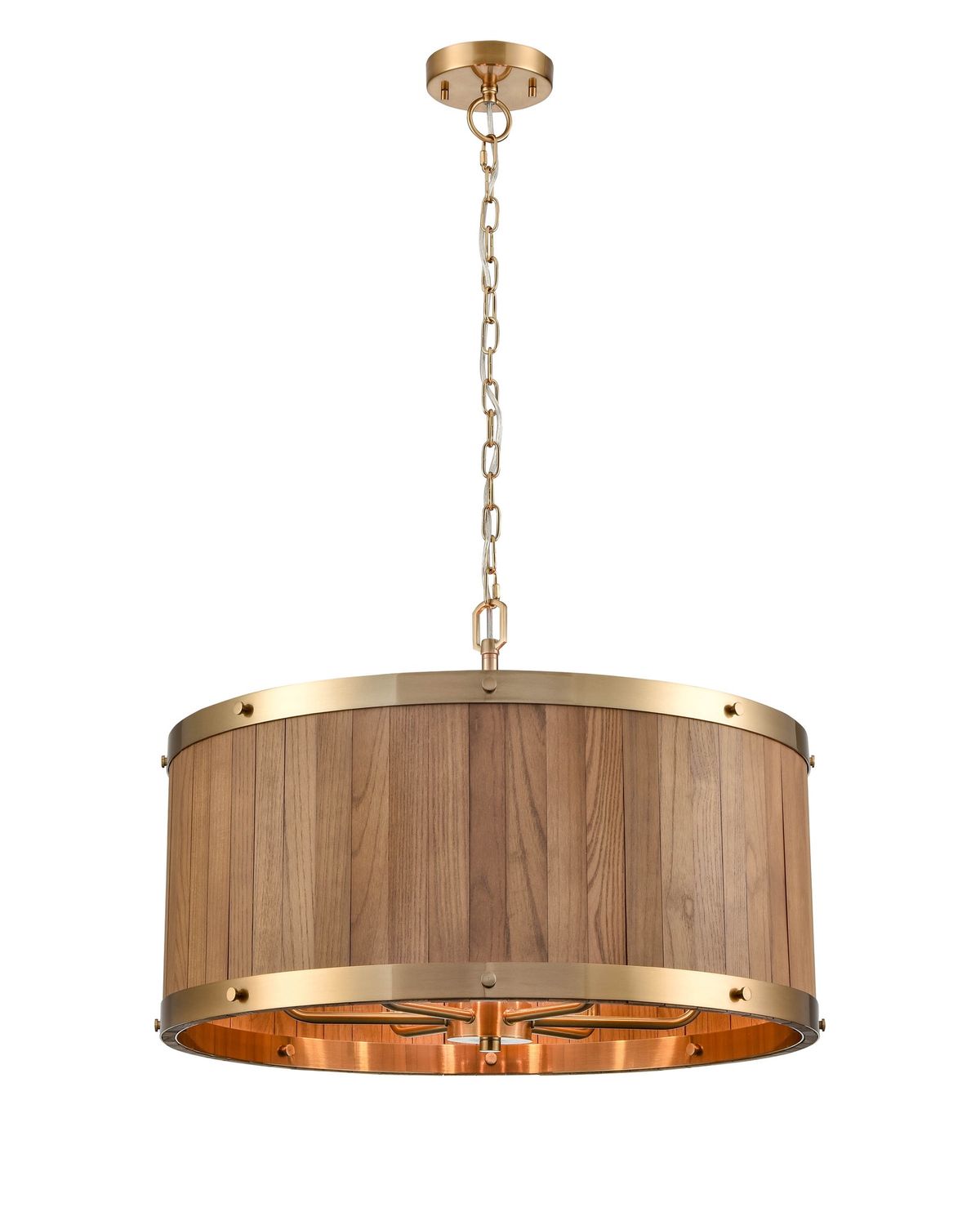 Barrique 6 Light Pendant, Colour: Medium Oak Wood