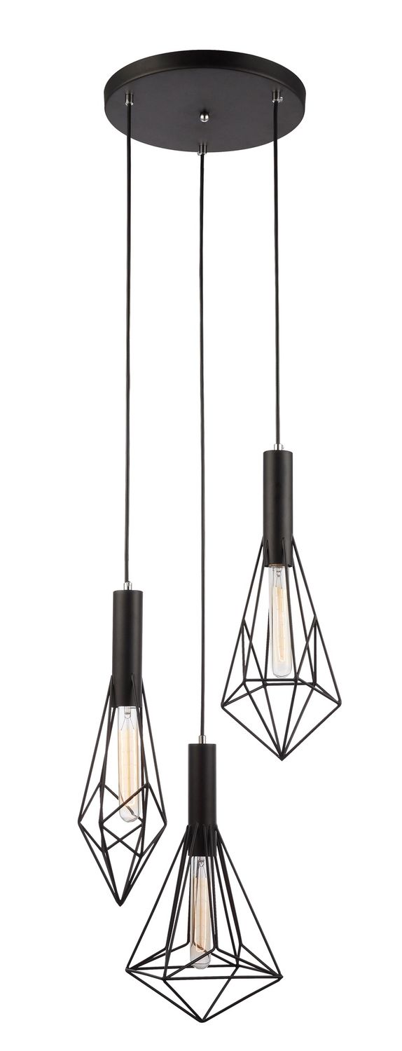 Blackband 3 Light Pendant, Base: Round