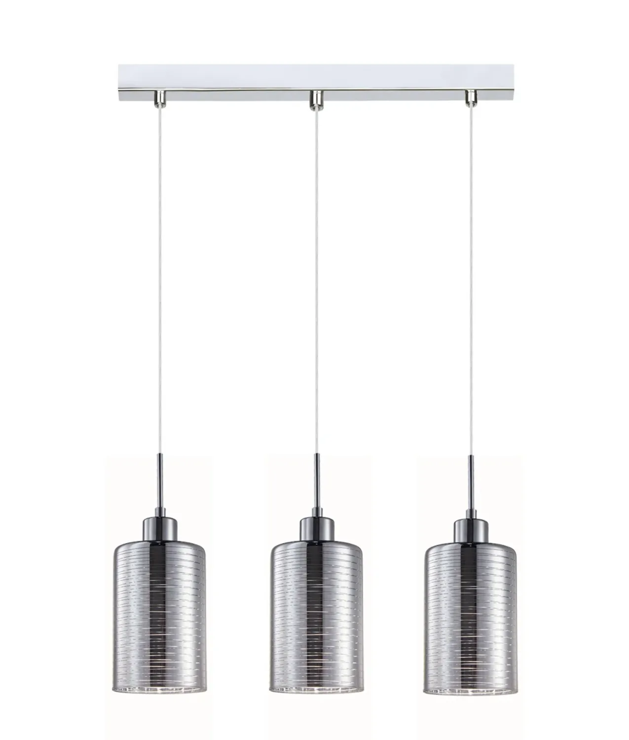 Espejo 3 Light Pendant, Shape: Bar, Colour: Chrome (Striped)