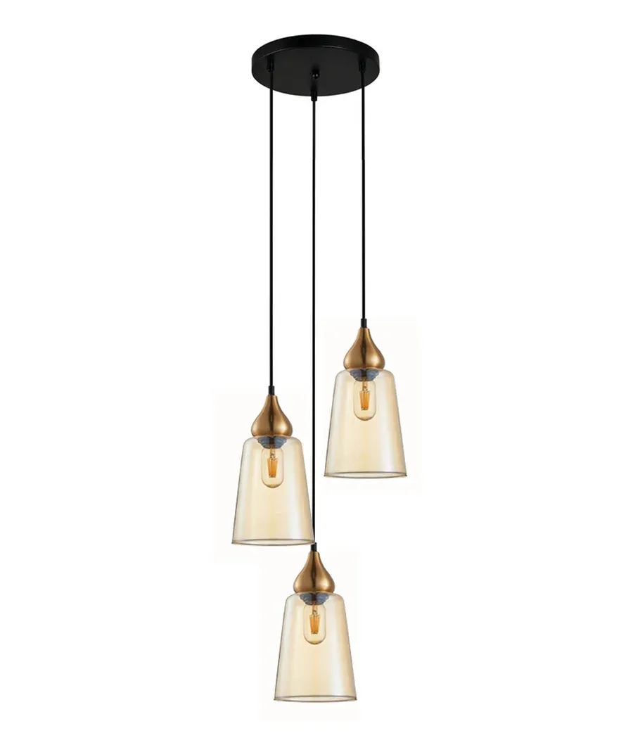 Jerez 3 Light Pendant, Colour: Bronze Amber, Shape: Round