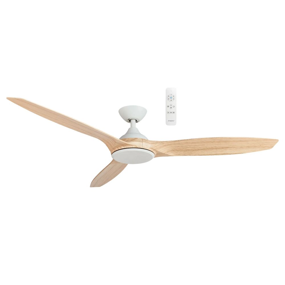 Newport DC Ceiling Fan with Wi-Fi - 56&quot;, Colour: White/Oak