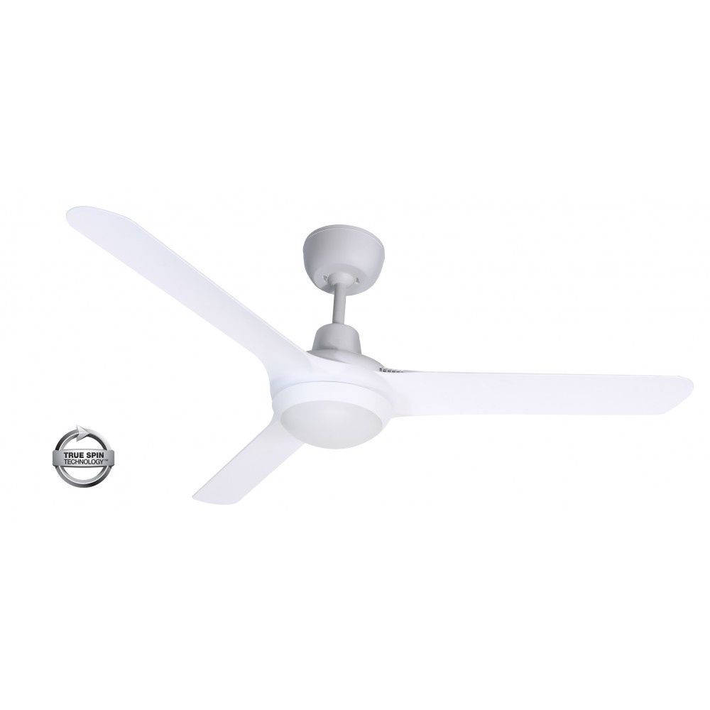 Spyda 3 Blade Ceiling Fan with 20W Tri CCT LED Light, Size: 50&quot; (125cm), Colour: Satin White