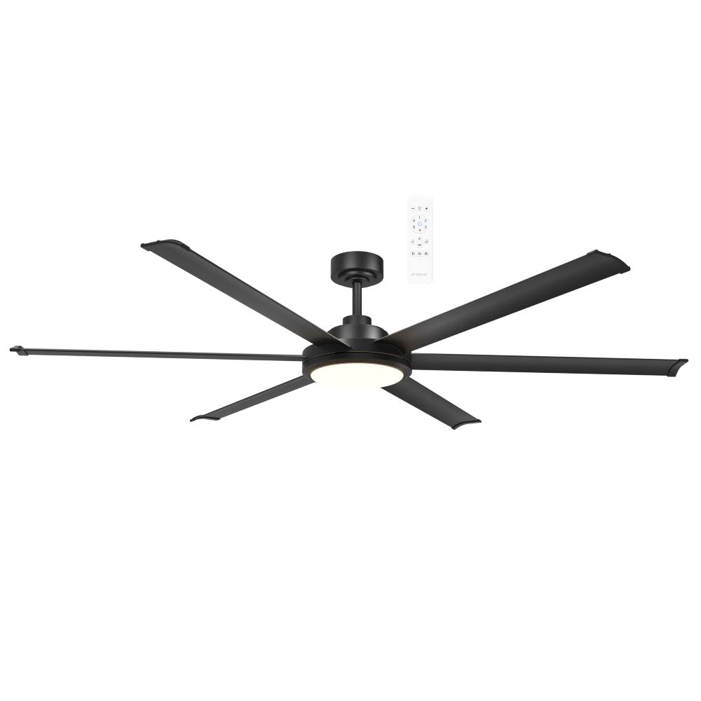 Albatross II DC Ceiling Fan with 32W CCT LED Light with Wi-Fi, Size: 72&quot; (180cm), Colour: Matt Black